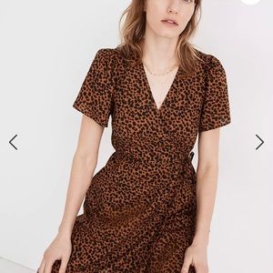 Madewell leopard wrap dress sz M *hemmed